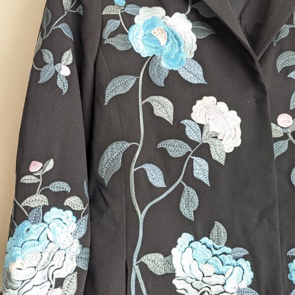 Nygard Collection Floral Embroidered Long Coat - Picture 9 of 10